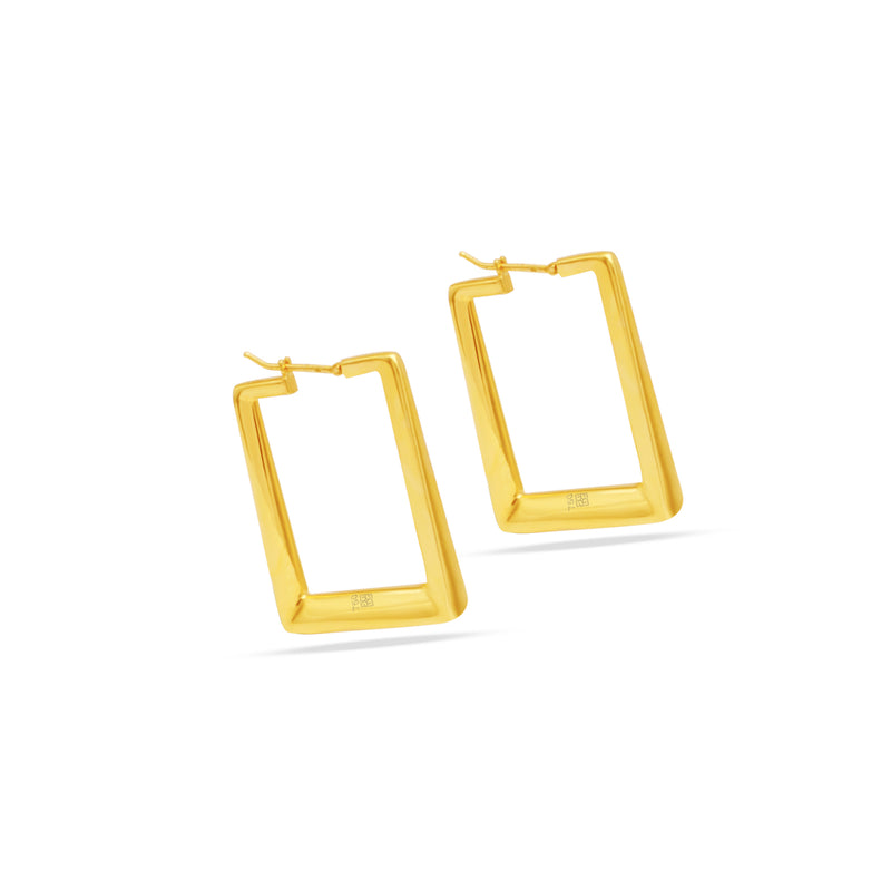 PLAIN SQUARE HOOP GOLD EARRING