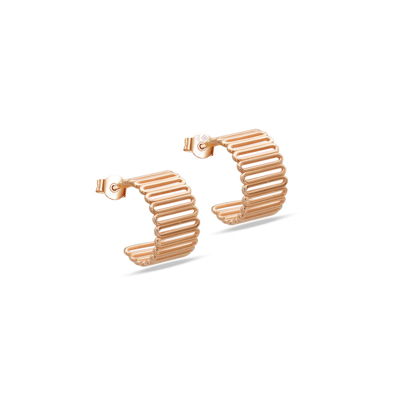 SPIRAL CURVED STUD GOLD EARRING
