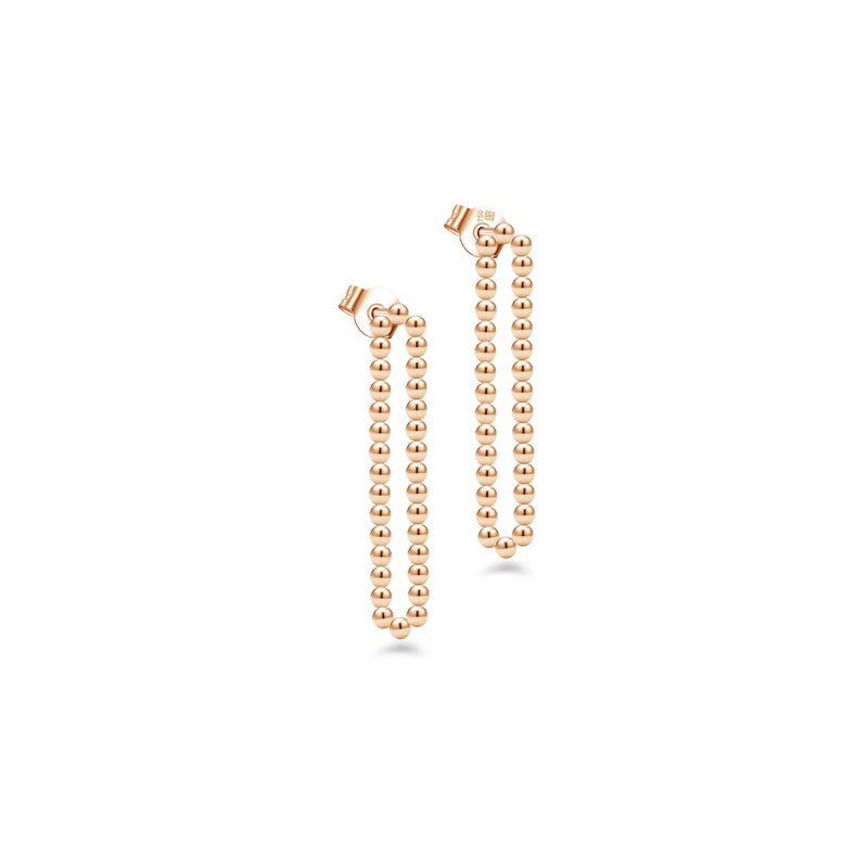 BEADED BAR STUD GOLD EARRING