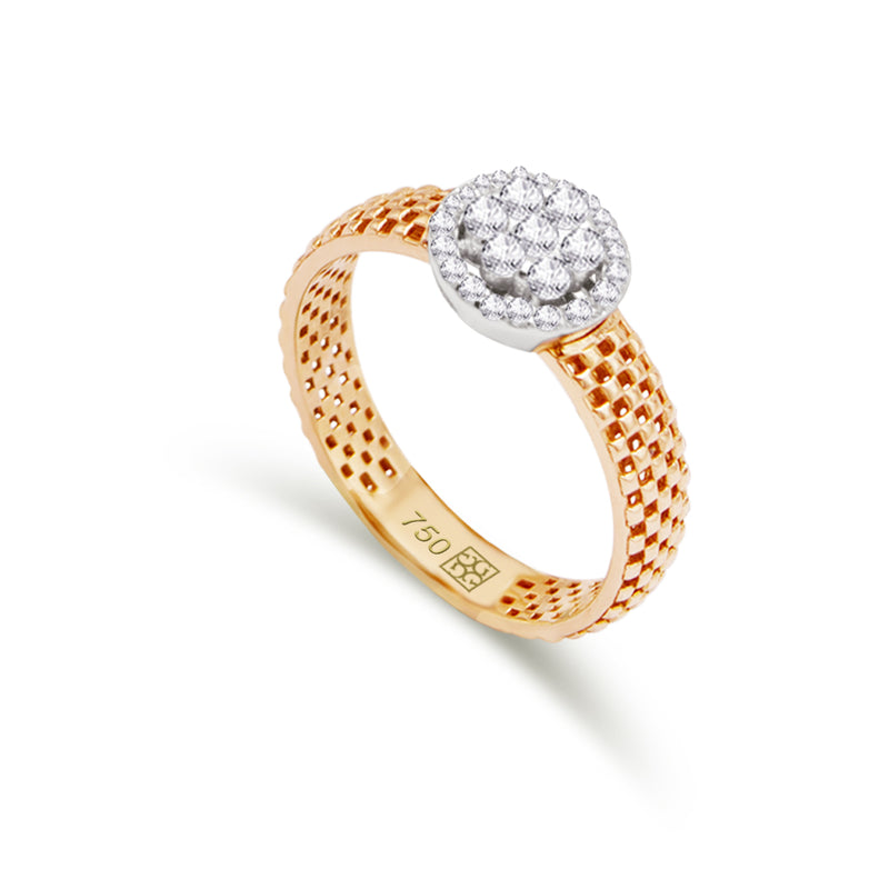 STRAP-SHAPED ROUND DIAMOND RING