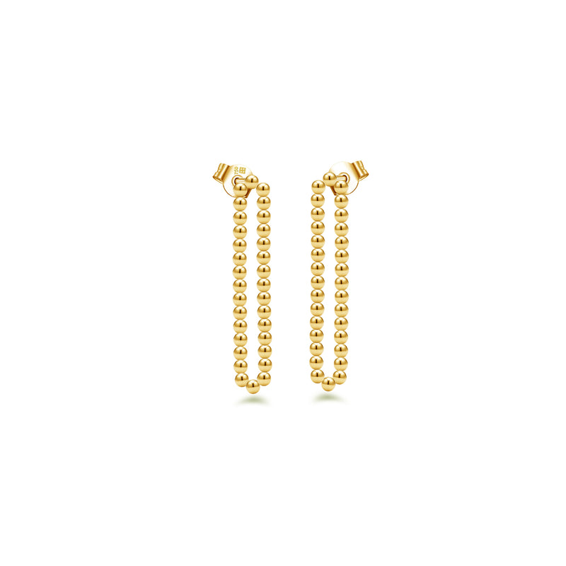 BEADED BAR STUD GOLD EARRING