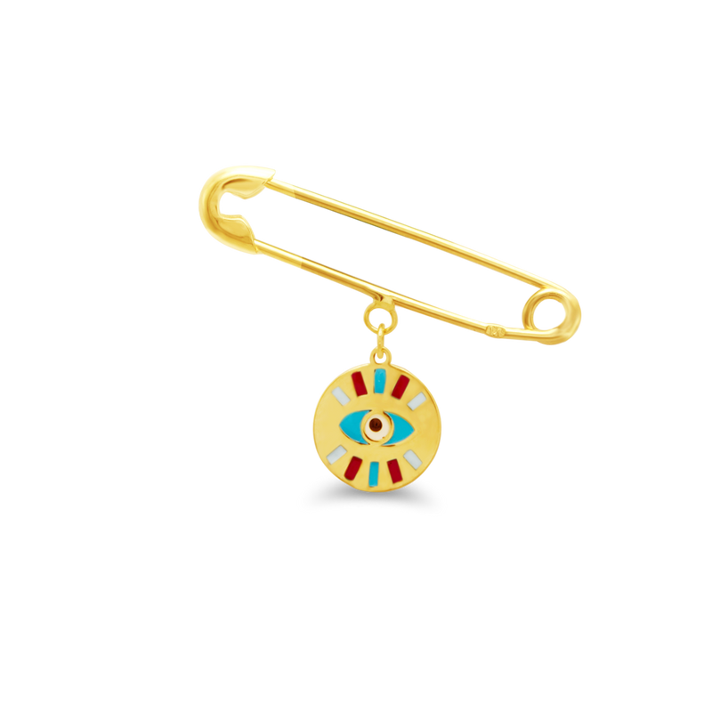 COLOURED EYE GOLD PIN