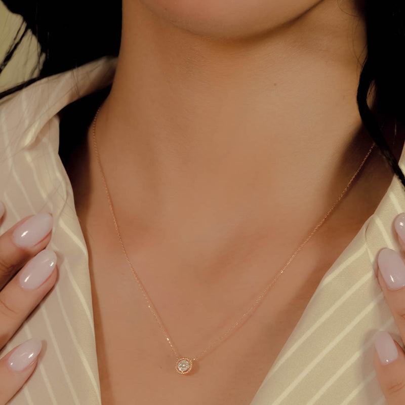 ROSE ROUND CUSHION DIAMOND NECKLACE