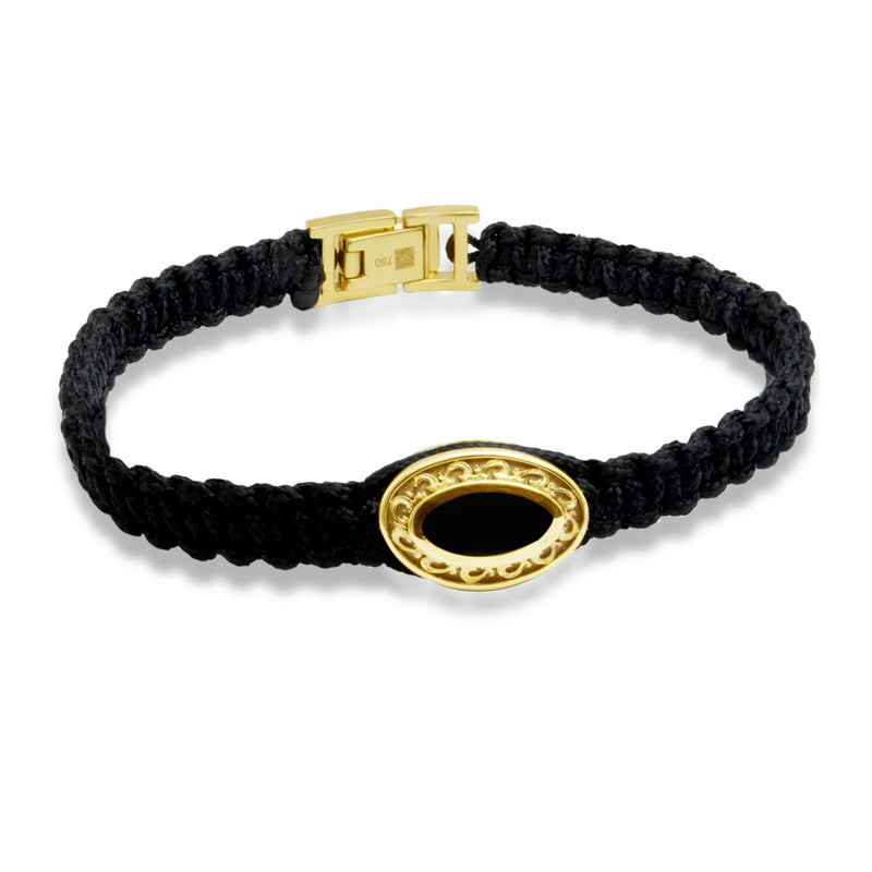 MEN'S BLACK ENAMEL OVAL GOLD BRACELET