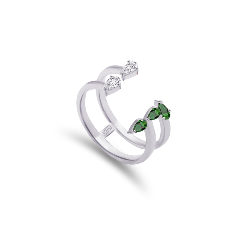 BRILLIANT PEARS OPEN BAND DIAMOND RING