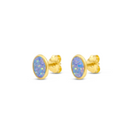 FRAMED OPAL STUD GOLD EARRING