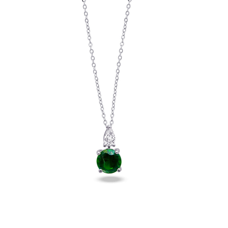 ROUND EMERALD DROP STONE DIAMOND NECKLACE