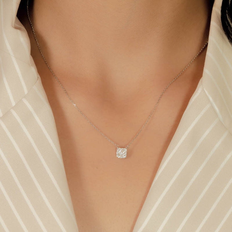 CUBIC SQUARE CLUSTER DIAMOND NECKLACE