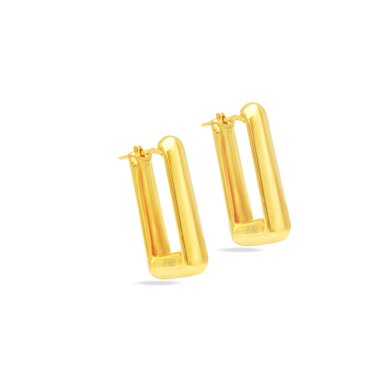 THICK SQUARED HOOP GOLD EARRING