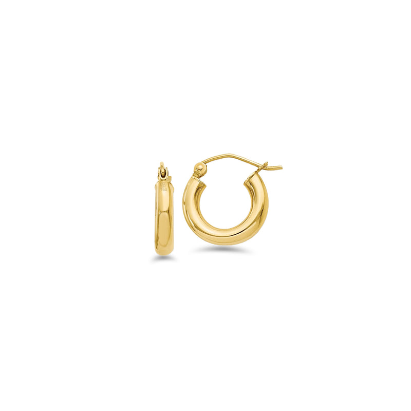 PUFFED CIRCLE HOOP GOLD EARRING