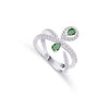 DUO EMERALD PEAR DIAMOND RING