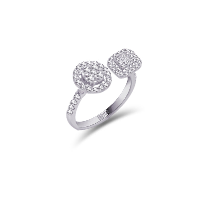SQUARE & ROUND OPEN BAND DIAMOND RING
