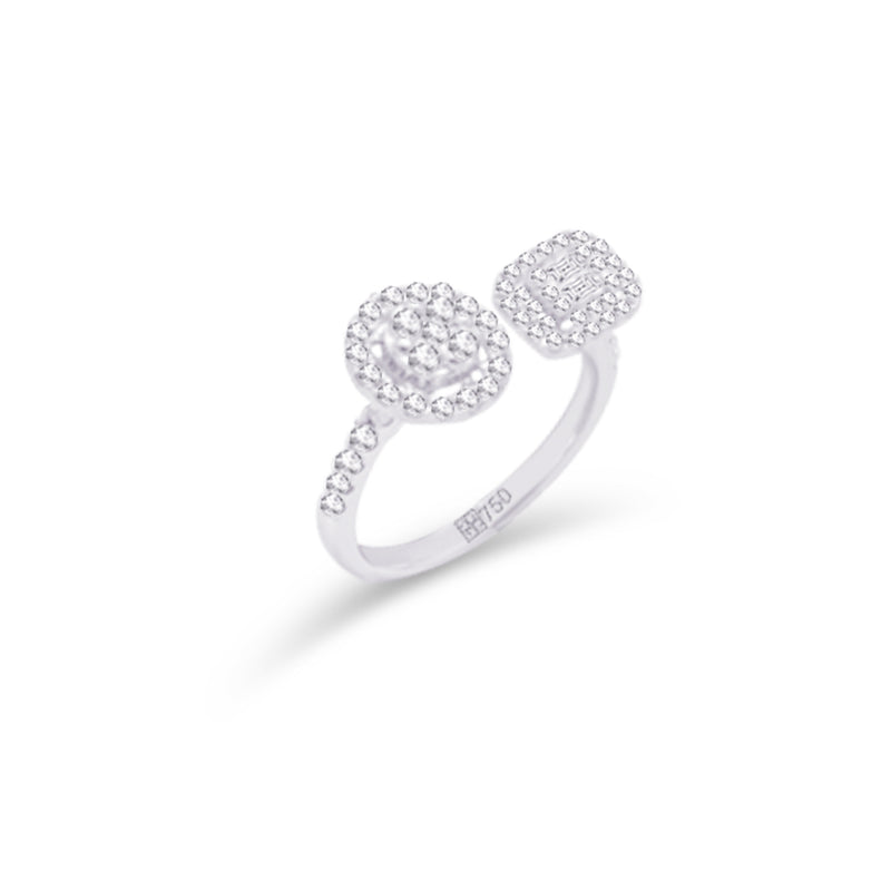 SQUARE & ROUND OPEN BAND DIAMOND RING