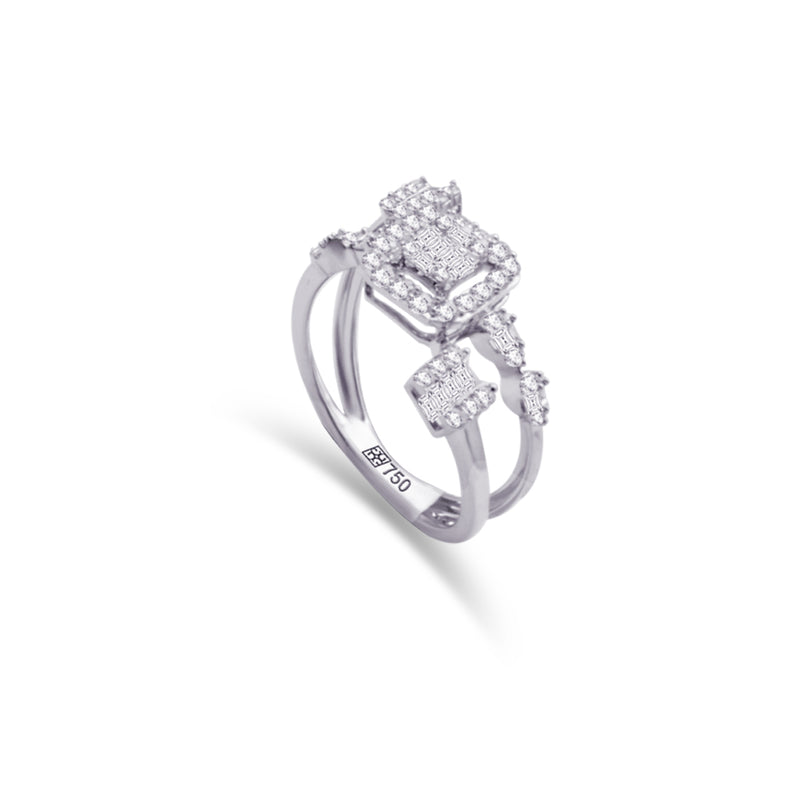 X-SHAPED SQUARE DIAMOND RING