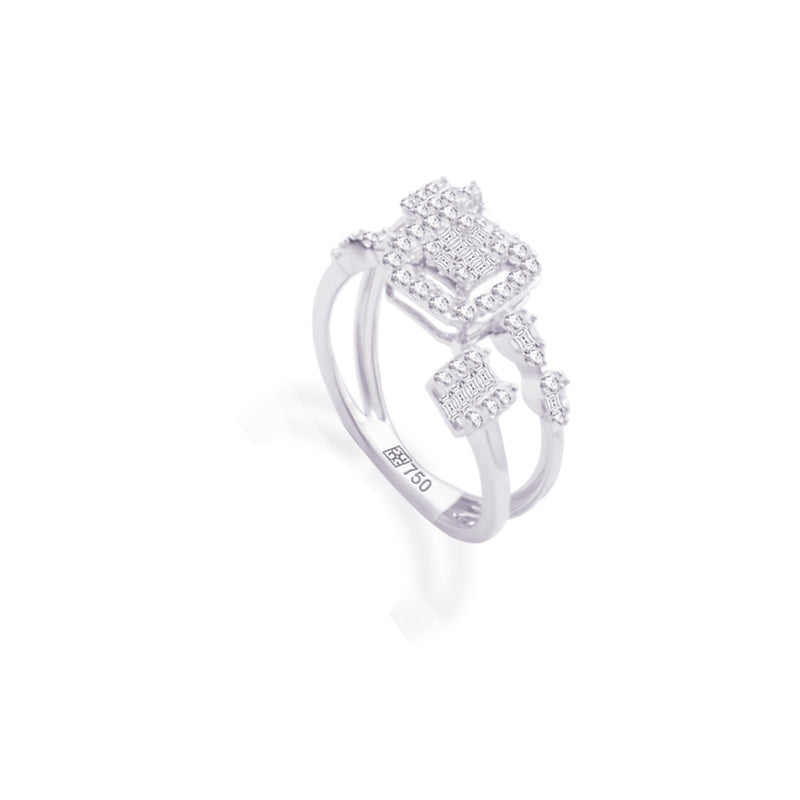 X-SHAPED SQUARE DIAMOND RING