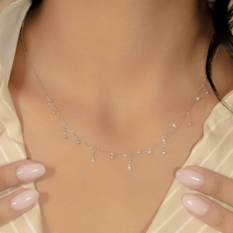 DANGLING ROUND STONES DIAMOND NECKLACE