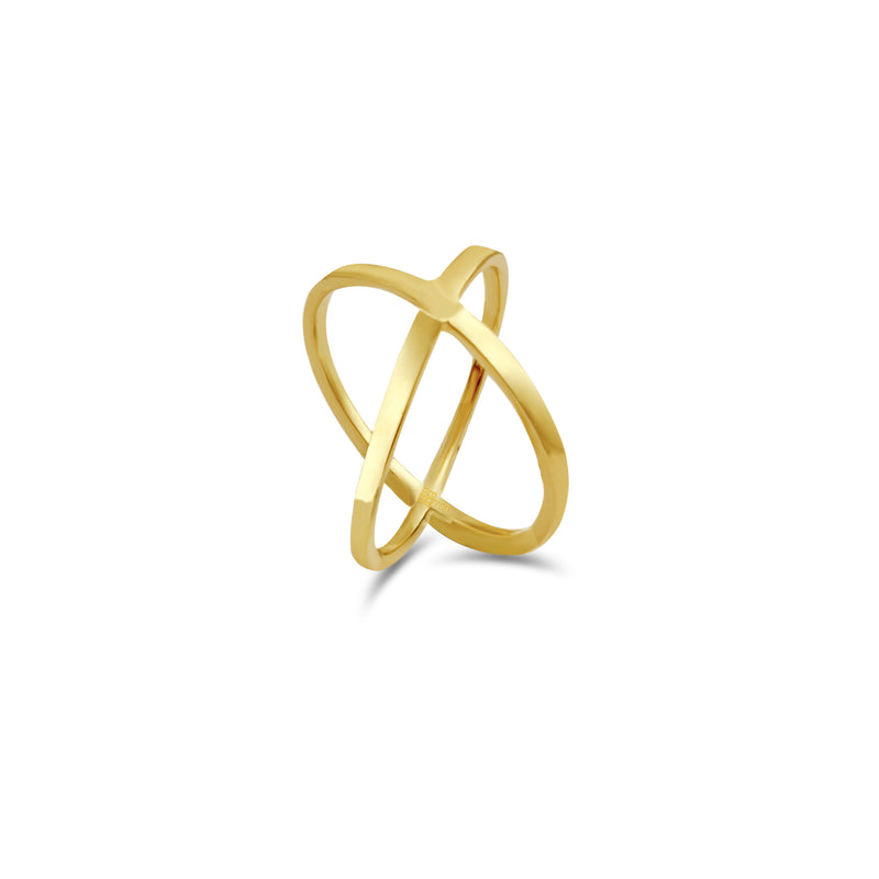 BOLD X-SHAPE GOLD RING