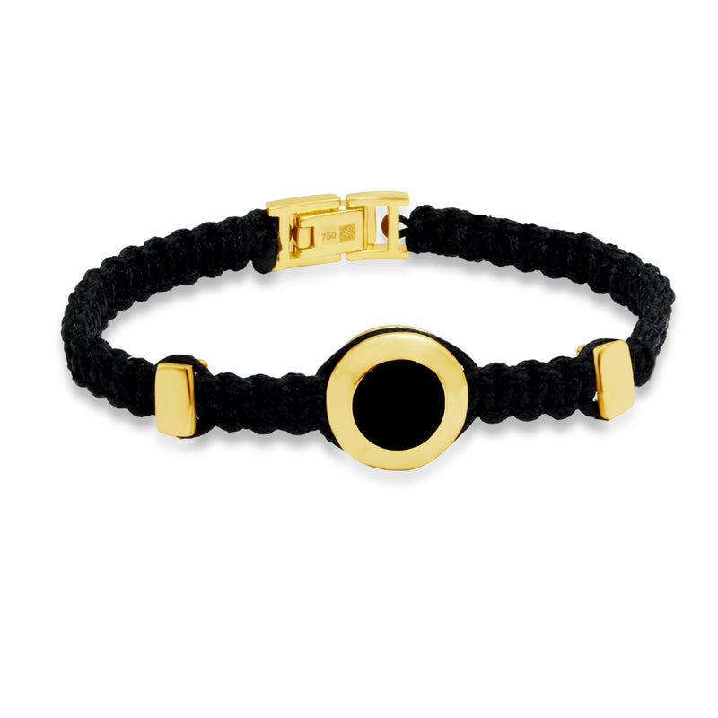 MEN'S BLACK ENAMEL CIRCLE GOLD BRACELET