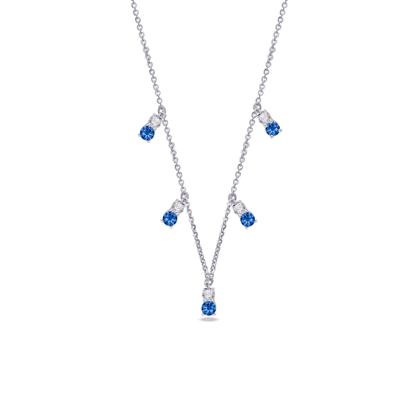 LITTLE DROPPED COLORED STONES DIAMOND NECKLACE