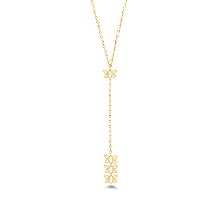 Y-SHAPE TRIO-BIRD GOLD NECKLACE