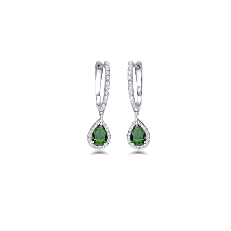 COLOURED PEAR ENGLISH LOCK DIAMOND EARRING