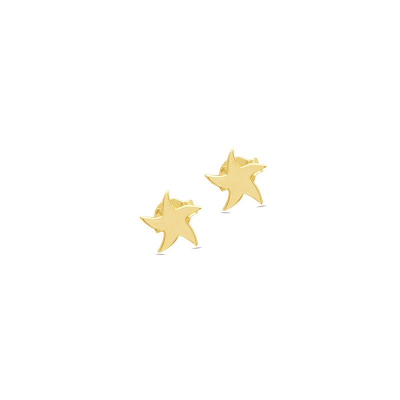 CURVED STAR STUD GOLD EARRING