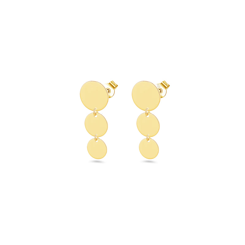 GRADIENT TRIO-CIRCLES STUD GOLD EARRING