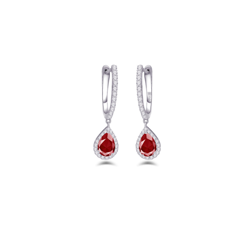 COLOURED PEAR ENGLISH LOCK DIAMOND EARRING