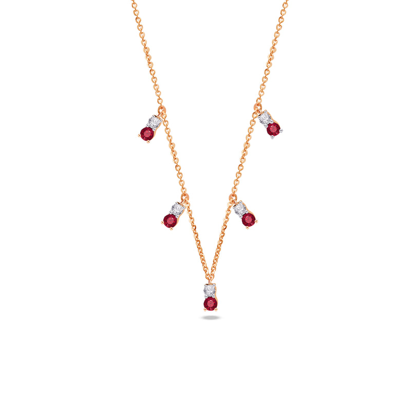LITTLE DROPPED COLORED STONES DIAMOND NECKLACE