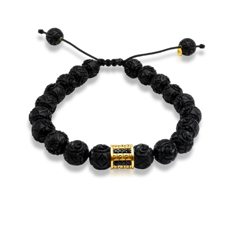 UNIQUE MEN'S ENGRAVED BALLS GOLD BRACELET