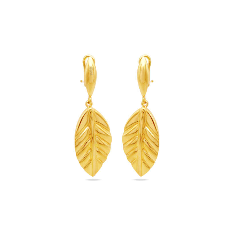 DROPPED LEAF CLIP-ON  GOLD EARRING