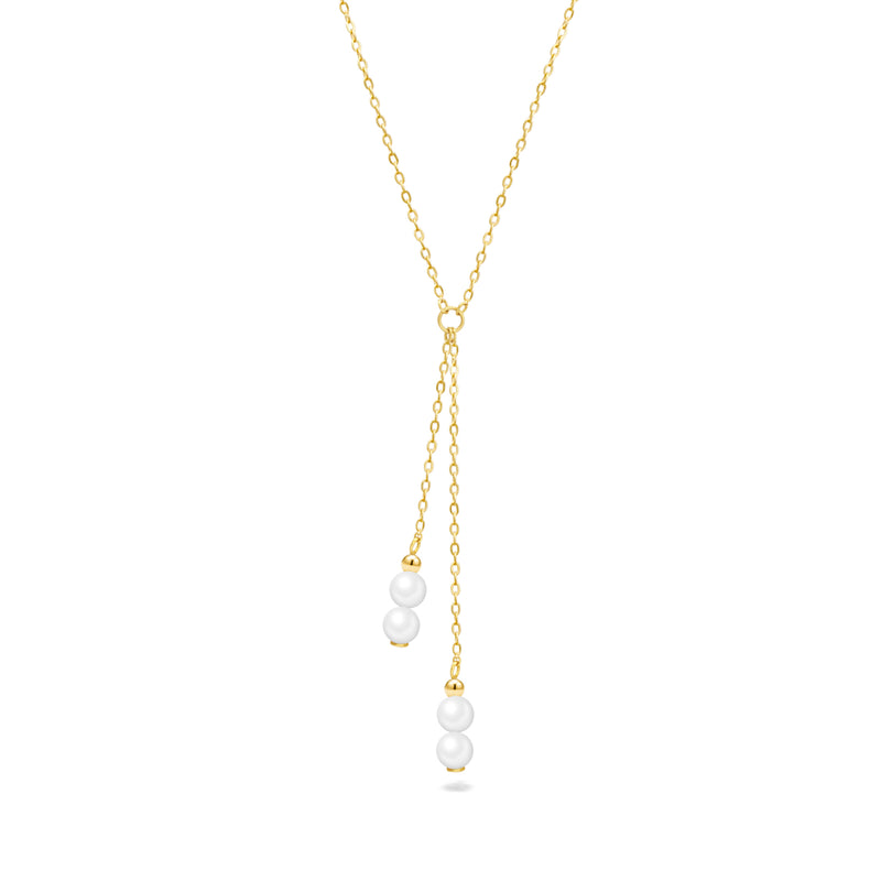Y-SHAPE PEARL GOLD NECKLACE