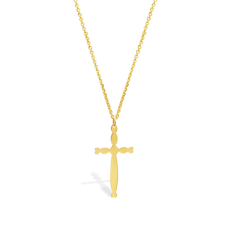 WAVED CROSS GOLD NECKLACE