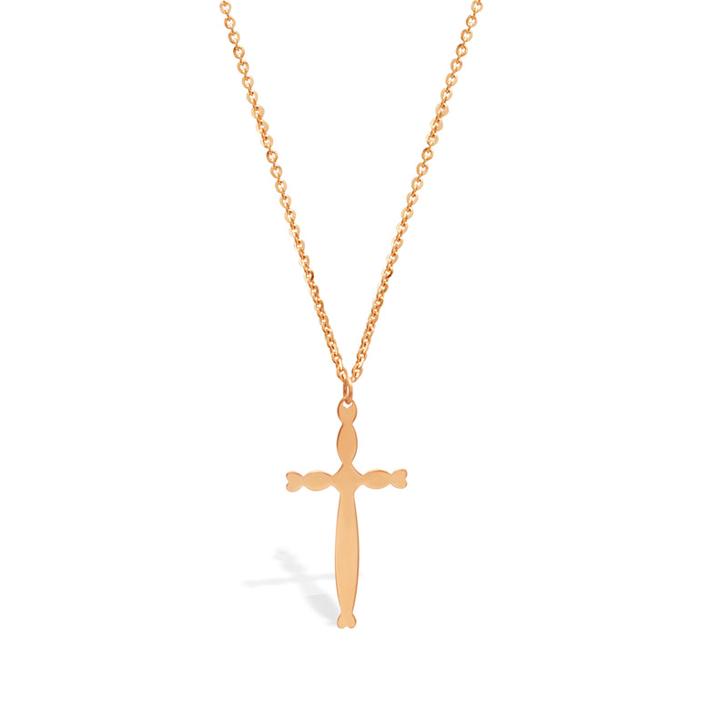 WAVED CROSS GOLD NECKLACE