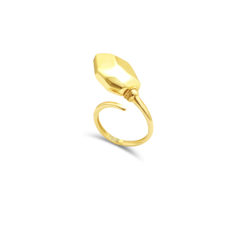 HAMMERED DROP GOLD RING