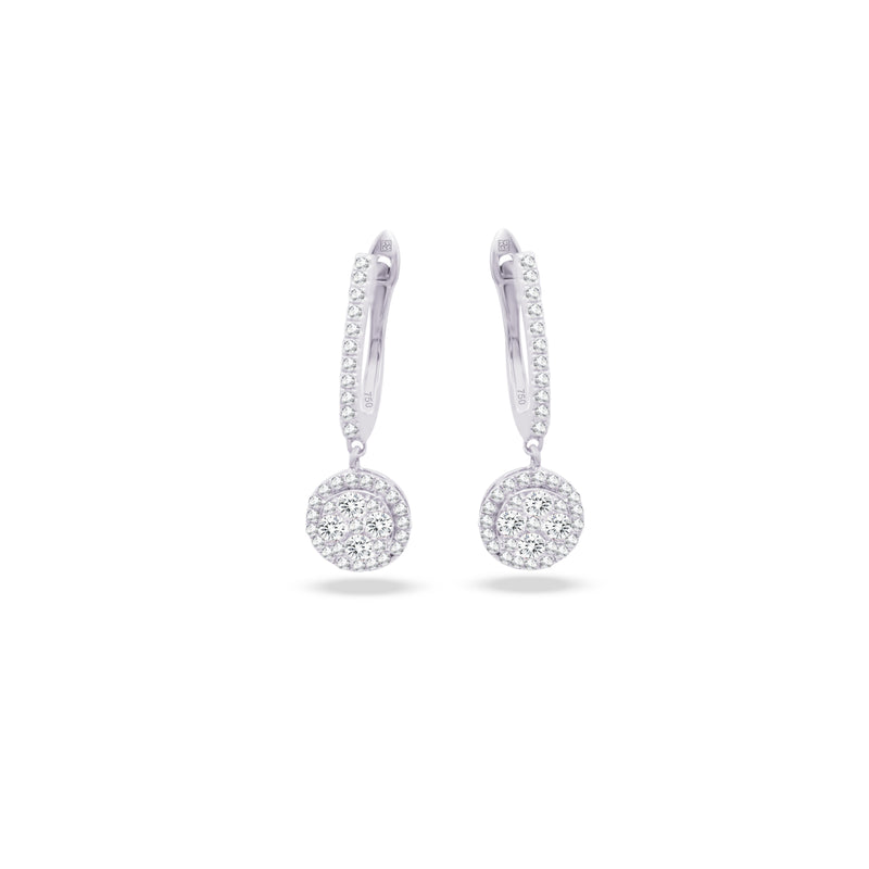 ROUND CLUSTER ENGLISH LOCK DIAMOND EARRING