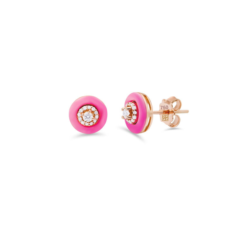 COLOURED FRAME STUD DIAMOND EARRING