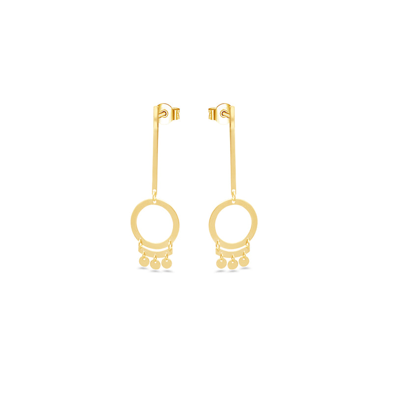 DANGLE CIRCLE STUD GOLD EARRING