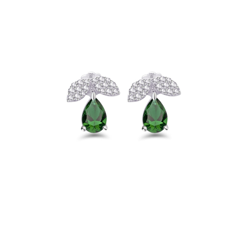 EMERALD DROP STUD DIAMOND EARRING