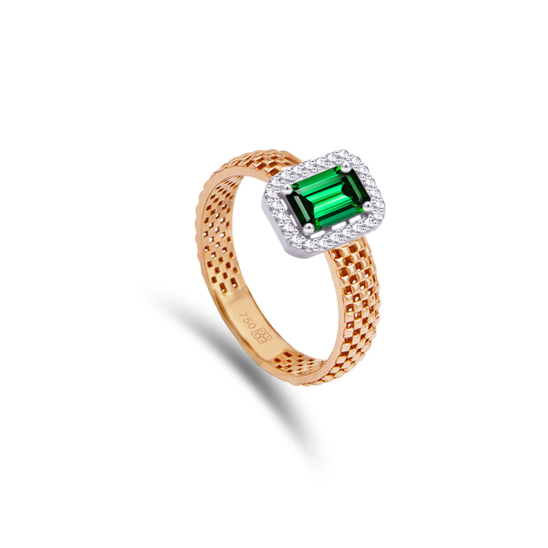 STRAP EMERALD DIAMOND RING