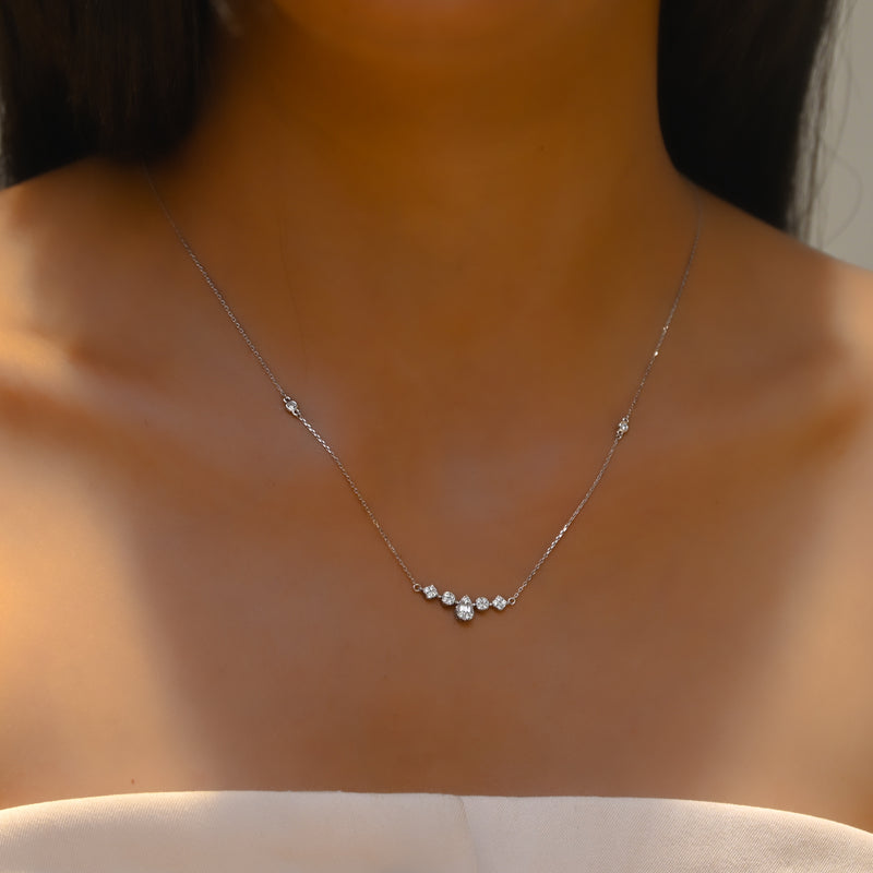 CLASSIC PEAR BAR DIAMOND NECKLACE