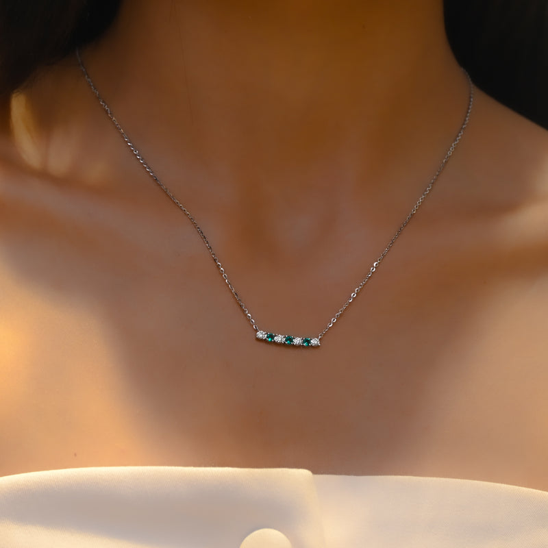 EMERALD BAR DIAMOND NECKLACE