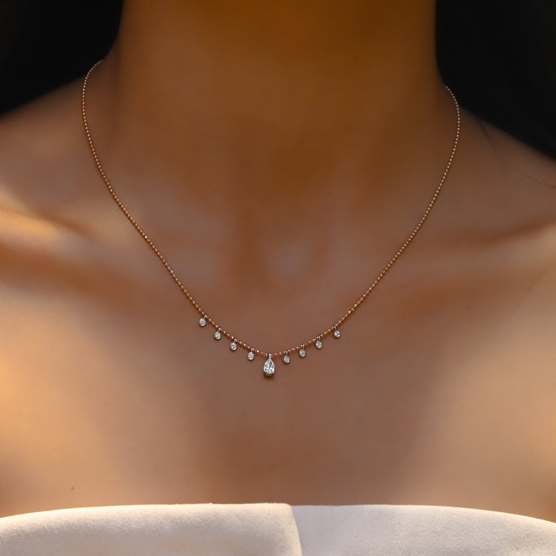DROP BEADED DIAMOND NECKLACE