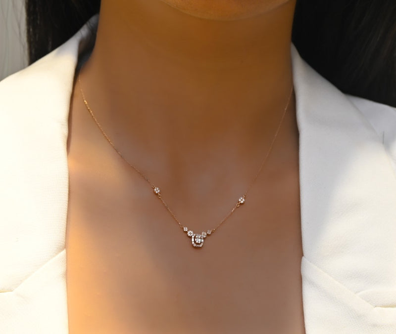 BAGUETTE DROP ROSE DIAMOND NECKLACE