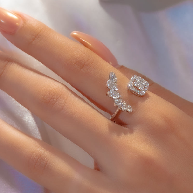 MULTI-SHAPE OPEN BAND DIAMOND RING