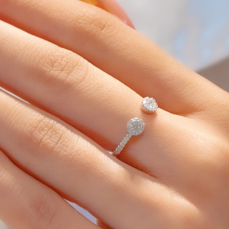 TWIN CIRCLES OPEN BAND DIAMOND RING