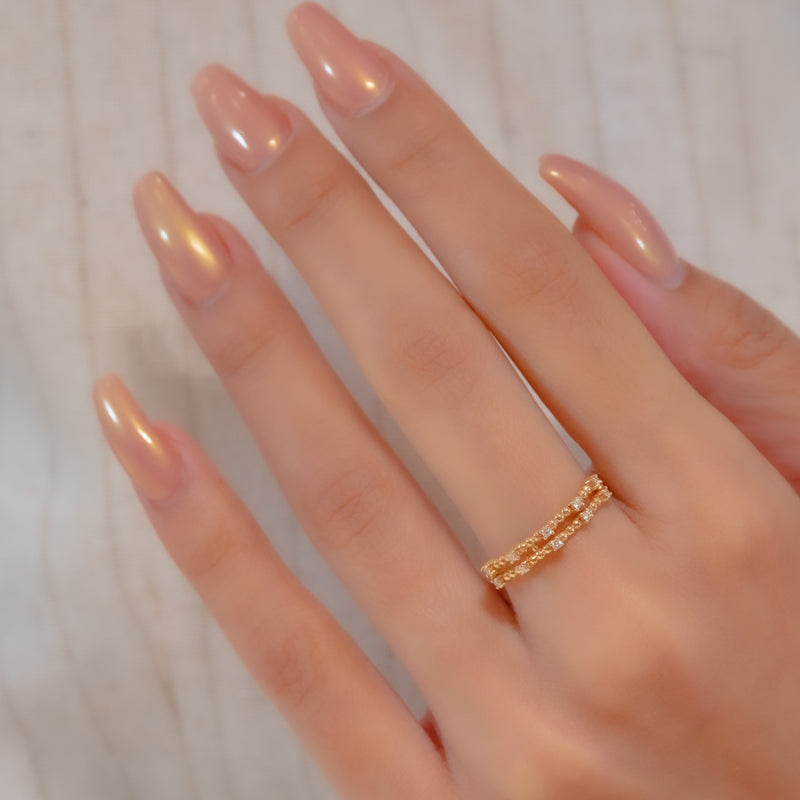 DUO LINES BEADED DIAMOND RING