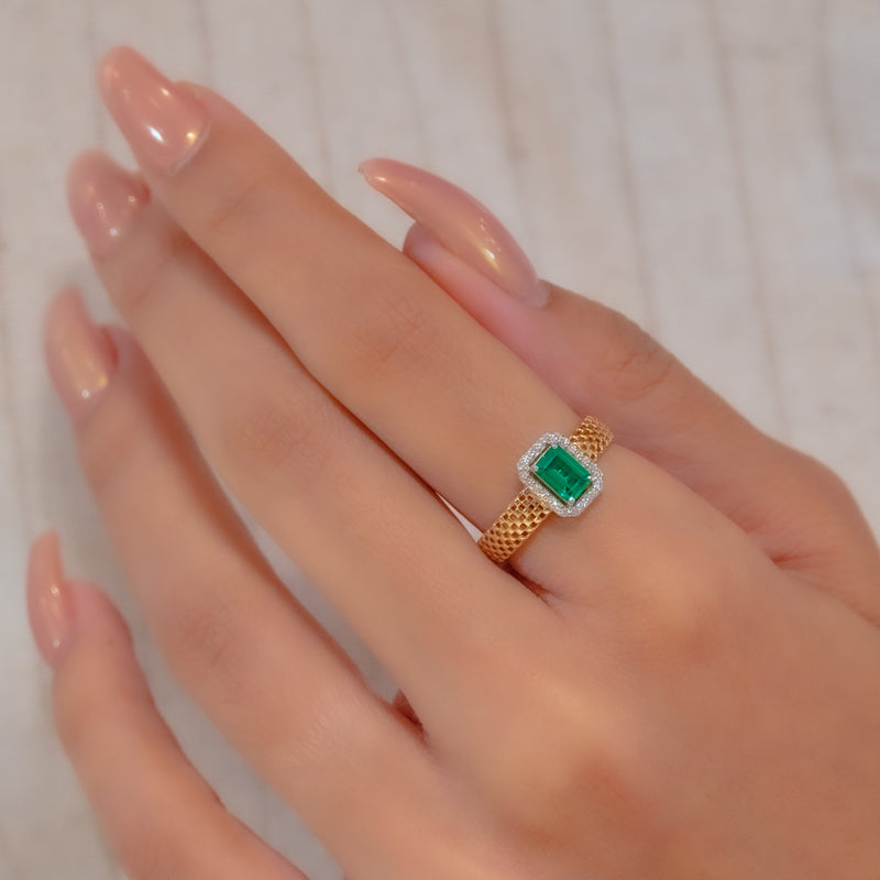 STRAP EMERALD DIAMOND RING