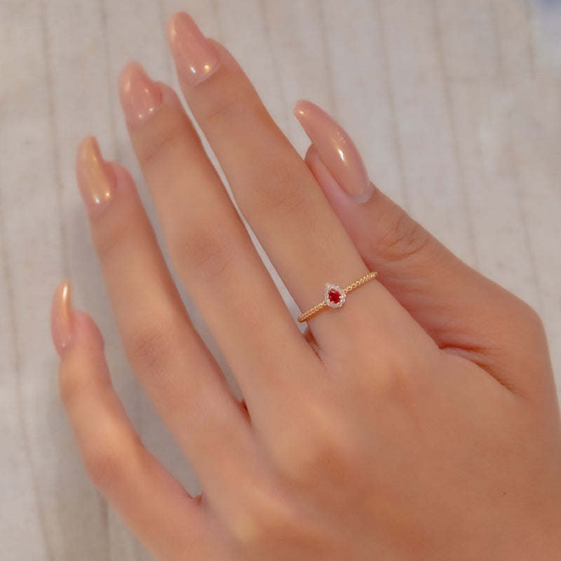 BEADED COLOURED PEAR DIAMOND RING