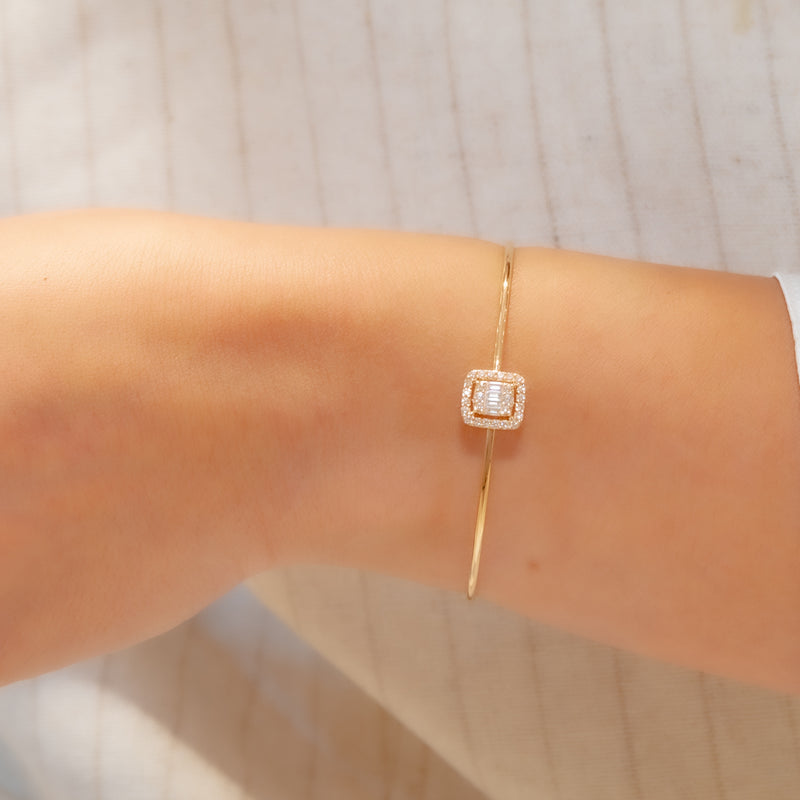 CUBIC STONED BANGLE DIAMOND BRACELET